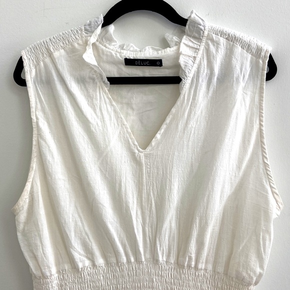 Deluc White Lined Smocked Waist Dress - Picture 5 of 10